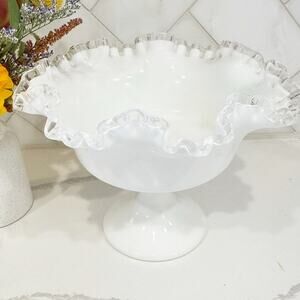 Vintage Milk Glass Ruffled Pedestal Compote Bowl – Fenton Art Glass Company